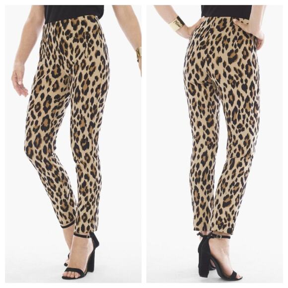 Chico's Women's Juliet Animal Print Ankle Pants Tan Size M/8 - Picture 1 of 10
